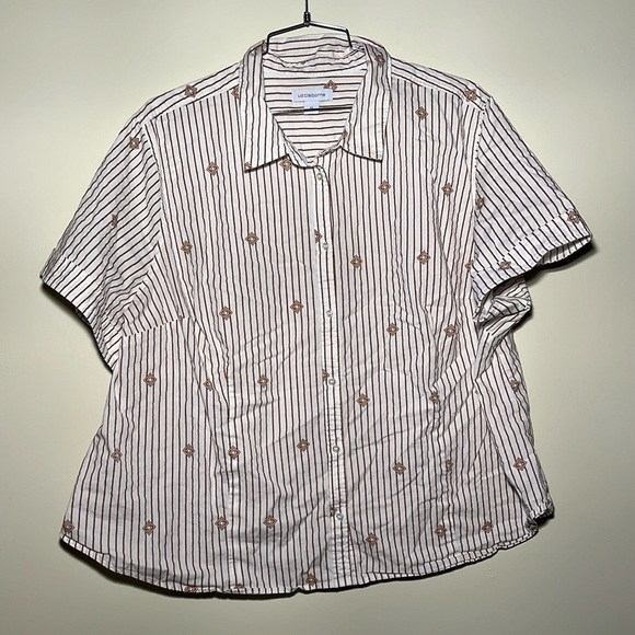 Liz Claiborne Patterned Button Down Short Sleeve Top - Picture 1 of 6